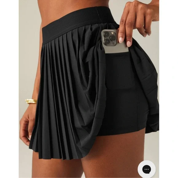 Beyond Yoga If You Pleats Tennis Skirt Womens | Black Athletic Athleisure - Picture 1 of 9